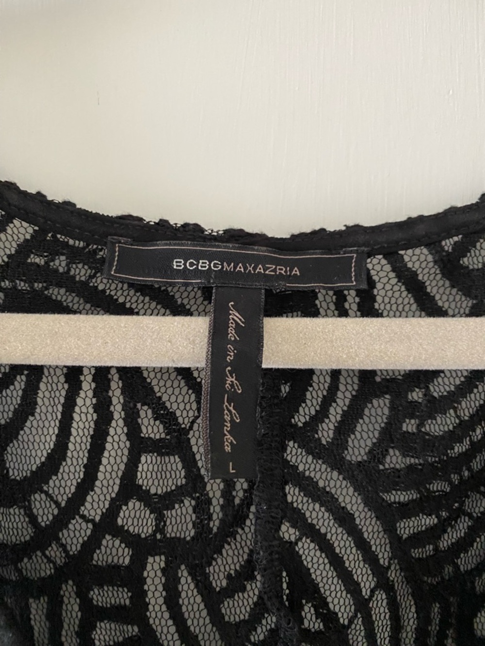 BCBGMaxAzria Black Swim Coverup Sheer Mesh Lace Crochet Large - Picture 3 of 6